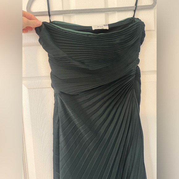 ALC Bianca Strapless Pleated Maxi Dress in Green Sz 2 - Picture 3 of 8